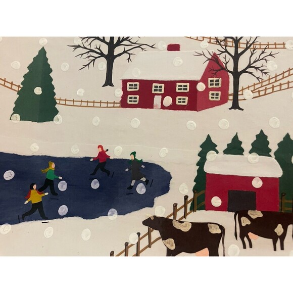 Bath & Body Works 1998 Grandma Beaty RARE Art Holiday Tray Paper Maiche 16x12 - Picture 3 of 6